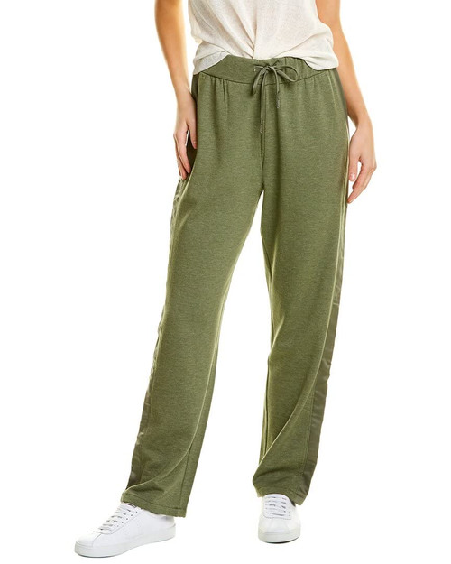 H Halston Mix Media Track Pants Heather Deep Lichen Green/Deep Lichen Green MD