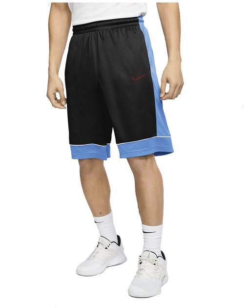 Nike Men's 11 inch Basketball Shorts (Black/University Blue, Medium)