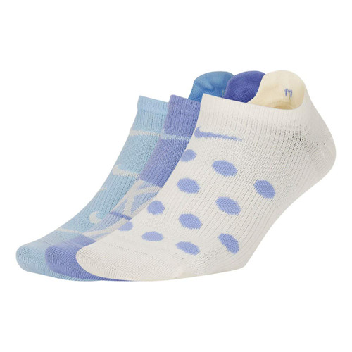 Nike Women`s Everyday Plus Lightweight Training No Show Socks 3 Pack (Purple(SK0042-989)/Cream, Medium)