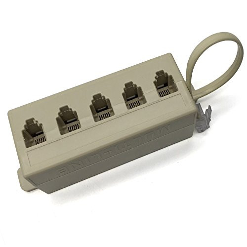 Yootop 3Pcs Rj11 6P4C Male Plug to 5 6P4C Female Socket Phone Line Splitter Beige Telephone Adapter