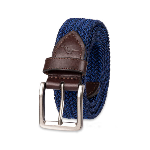 Tommy Bahama Men's Two Tone Stretch Belt, Navy Web, Medium (34-36)