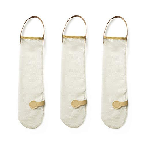 Unilive Vegetable Fruit Mesh Bags Kitchen Wall Hanging Reusable Storage Net Organizer Holder for Garlic Onions Potatoes Grocery Bag-3pack (Polyester)