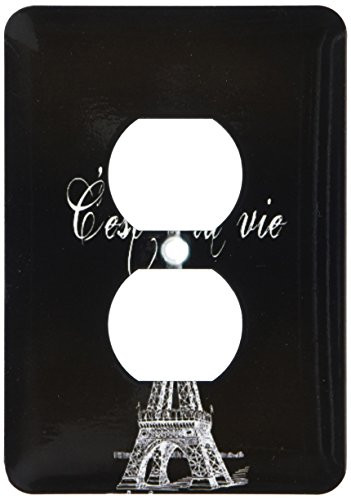 3dRose lsp_178953_6 French Black and White Eiffel Tower Light Switch Cover