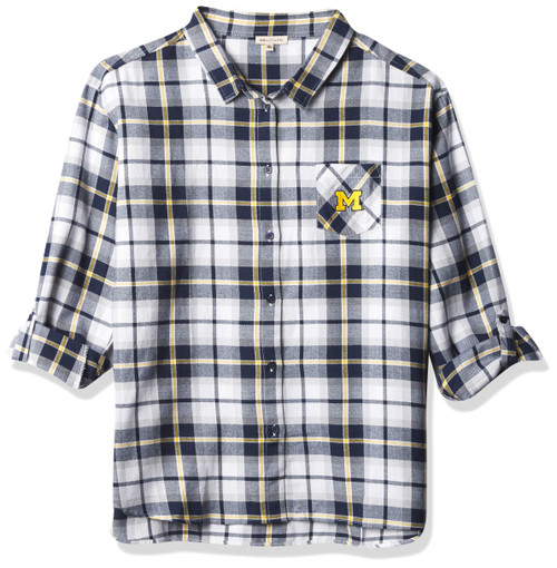 NCAA Womens UG Apparel Michigan Wolverines Boyfriend Plaid, X-Large, Team Color