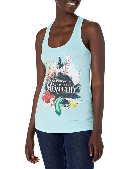 Disney Junior's Princess Watercolor Mermaid Slim Fit, Scoop Hem Racerback Tank, Cancun, Medium Disney Junior's Princess Watercolor Mermaid Slim Fit, Scoop Hem Racerback Tank, Cancun, Medium