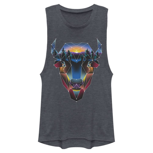 Fifth Sun Buffalo Stone Face Women's Muscle Tank, Denim Blue Heather, X-Large