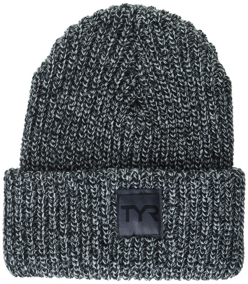 TYR Standard Unisex Cuffed Ribbed Beanie, Black, One Size