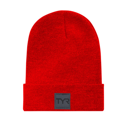 TYR Standard Unisex Cuffed Knit Beanie, RED, One Size