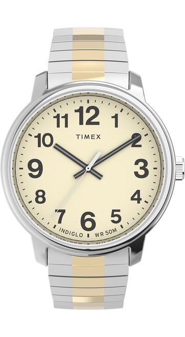 Timex Men's Easy Reader 43mm Watch - Two-Tone Expansion Band Cream Dial Silver-Tone Case