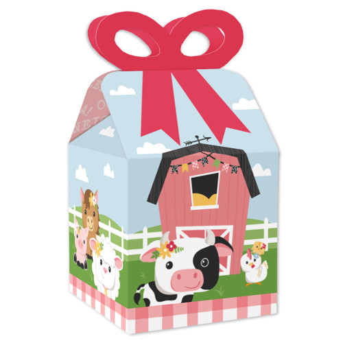 Big Dot of Happiness Girl Farm Animals - Square Favor Gift Boxes - Pink Barnyard Baby Shower or Birthday Party Bow Boxes - Set of 12 Big Dot of Happiness Girl Farm Animals - Square Favor Gift Boxes - Pink Barnyard Baby Shower or Birthday Party Bow Boxes - Set of 12