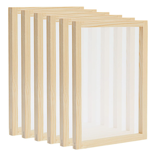 6 Pack Wood Silk Screen Printing Frame Kit for Beginners and Kids, 10x14 Wood Frame, 110 White Mesh