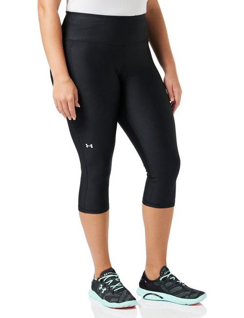 Under Armour Women's HeatGear Armour High Waisted Pocketed No-Slip Capri Leggings , Black (001)/White , Small