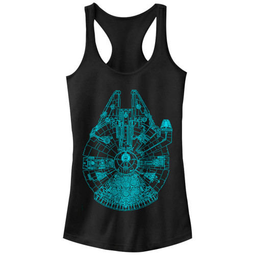Star Wars Junior's Blue Falcon Slim Fit, Scoop Hem Racerback Tank, Black, X-Small Star Wars Junior's Blue Falcon Slim Fit, Scoop Hem Racerback Tank, Black, X-Small