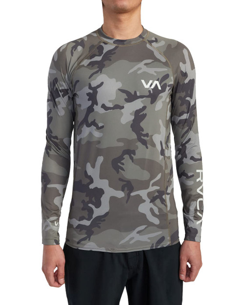 RVCA Mens Long Sleeve Surf Shirt - RVCA Rashguard (Camo, Large)