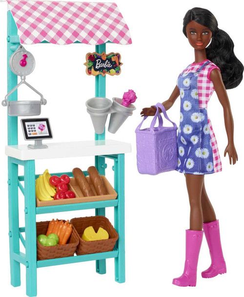 Barbie Careers Doll & Playset, Farmers Market Theme with Brunette Fashion Doll, Furniture & Accessories Barbie Careers Doll & Playset, Farmers Market Theme with Brunette Fashion Doll, Furniture & Accessories