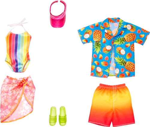 Barbie Fashions Doll Clothes and Accessories Set, Beach 2-Pack for Barbie and Ken Dolls with 2 Complete Swim Outfits Barbie Fashions Doll Clothes and Accessories Set, Beach 2-Pack for Barbie and Ken Dolls with 2 Complete Swim Outfits