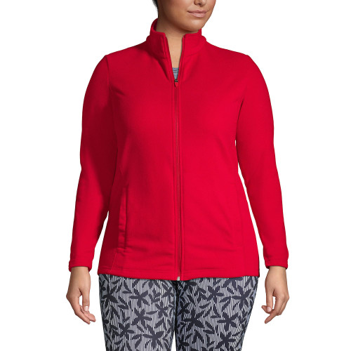 Lands' End Womens Full Zip Fleece Jacket Rich Red Petite Medium