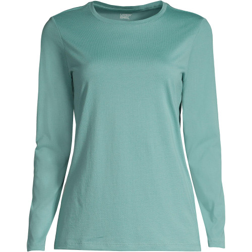 Lands' End Women Relaxed Supima Long Sleeve Crew Teal Shadow Plus 3X