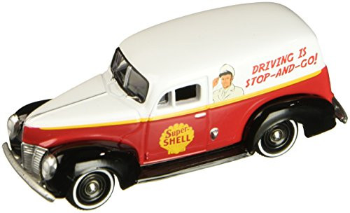 New 1:64 AUTO WORLD JOHNNY LIGHTNING MIJO COLLECTION - SHELL RED WHITE 1940 FORD DELIVERY VAN Diecast Model Car By Auto World