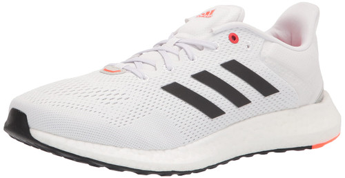 adidas Men's Pureboost 21 Trail Running Shoe, White/Black/Solar Red, 7.5