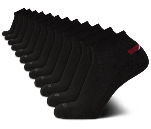 IZOD Men's Athletic Socks - Performance Cushion Quarter Socks (10 or 12 Pack), Size Shoe Size: 6-12.5, Black (12Pk)