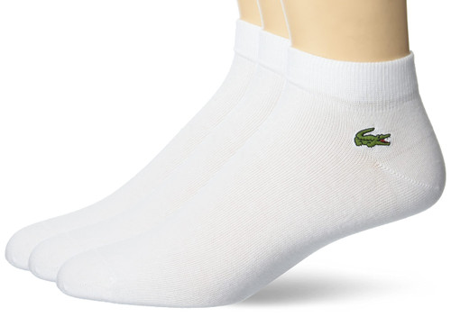 Lacoste mens 3 MULTI PACK SOLID JERSEY ANKLE SOCKS, Blanc/Blanc-blanc, 10 12 US