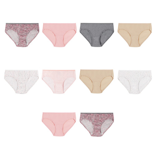 Hanes Girls' and Toddler Briefs, Hipster-Assorted 2-10 Pack, 14