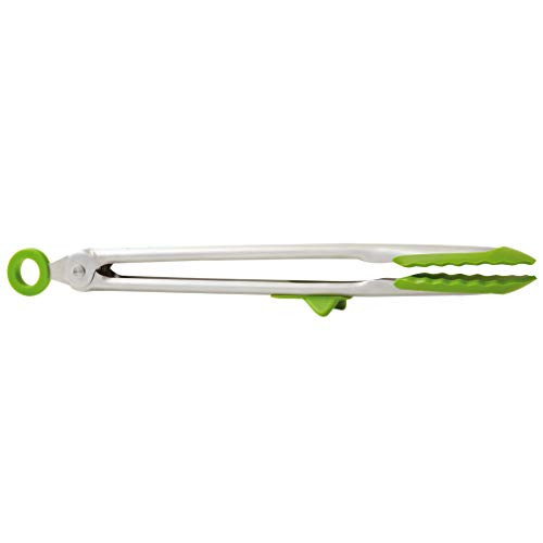 Tovolo Tip Top Kitchen Cooking Tongs for Serving, Salad, and Ice - Spring Green/Stainless Steel