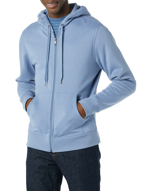 Amazon Essentials Men's Full-Zip Hooded Fleece Sweatshirt (Available in Big & Tall), Aquamarine Blue, Large