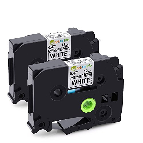 Markurlife P-Touch TZ Tape 12mm, TZe231 TZ-231 Label Tape Compatible Brother ptouch PT-D200 PT-D210 PT-P400 PT-D600 PT-1750 PT-1880, Black on White Standard Laminated Labels, 0.47" x 26.2ft, 2-Pack
