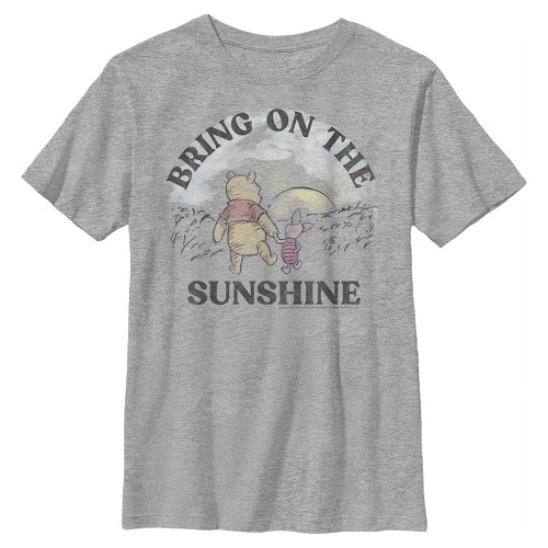 Disney Winnie The Pooh Bring ON The Sunshine Boy's Crew Tee, Athletic Heather, Small Disney Winnie The Pooh Bring ON The Sunshine Boy's Crew Tee, Athletic Heather, Small