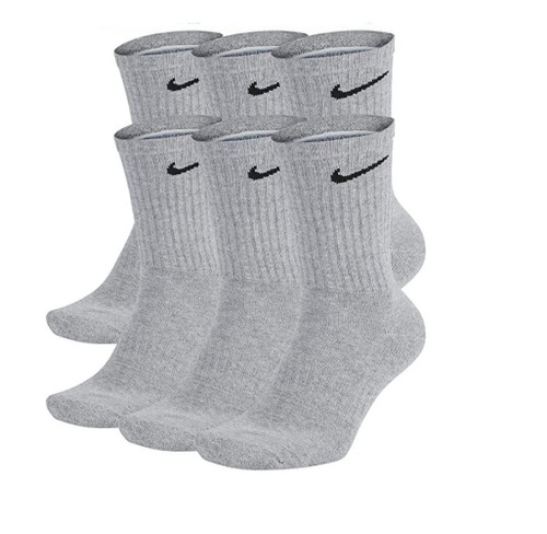 Nike Everyday Plus Cushion Crew Training Socks (6 Pair) nkSX6897 065, Dark Grey Heather/Black, X-Large