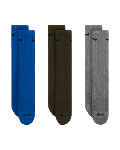 Nike Men`s Everyday Plus Cotton Cushioned Training Crew Socks 3 Pack (Multi(SX6888-954)/W, Large)
