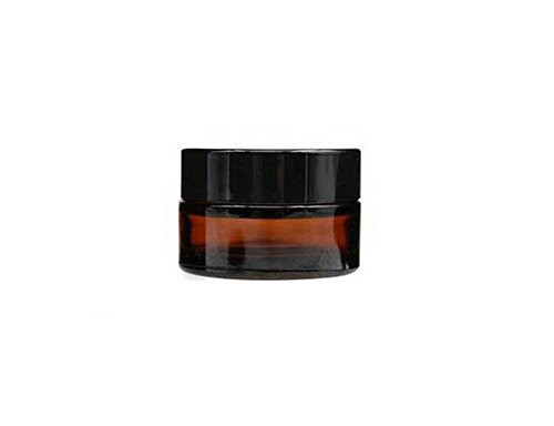 4PCS Empty Refillable Brown Glass Cosmetic Face Cream Lip Balm Storage Jars Bottle Container Pot with Liners and Screw Black Lid for Make up Essential Oils Lotion (5ml/ 0.17oz)