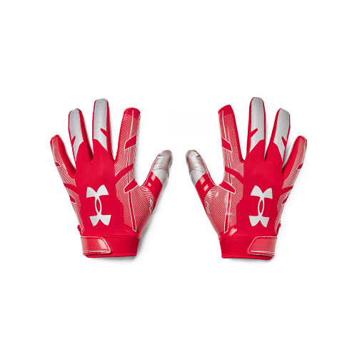 Under Armour Boys' Youth F8 Football Gloves , Red (600)/Metallic Silver , Youth Small