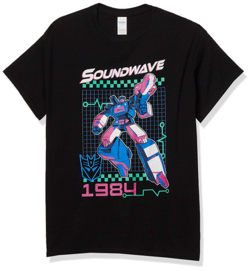 Transformers Mens Soundwave Retro Basic Solid Tee T Shirt, Black, Medium US