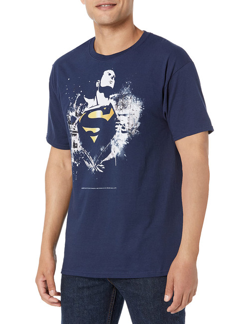 DC Comics Superman Torn Hero Basic Solid Tee Navy