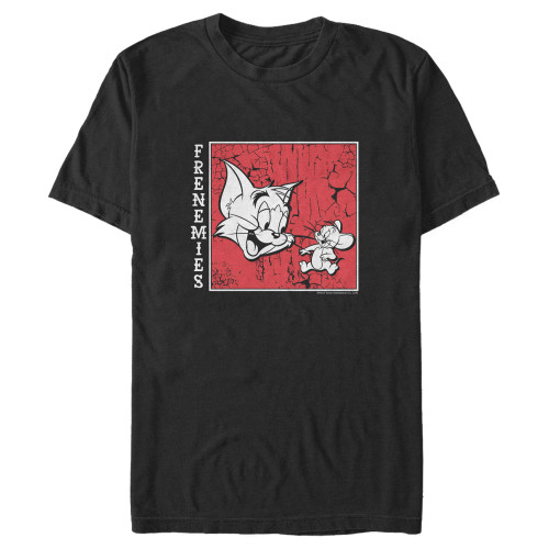 TOM and JERRY Men's Frenemies Streetwear T-Shirt, Black, Small TOM and JERRY Men's Frenemies Streetwear T-Shirt, Black, Small