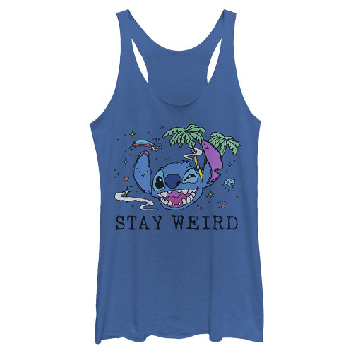 Disney Junior's Lilo & Stitch Trippy Stitch Tri-Blend Racerback Layering Tank, Royal Blue Heather, Medium