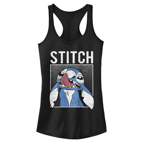 Disney Junior's Lilo & Stitch Savage Stitch Slim Fit, Scoop Hem Racerback Tank, Black, Medium