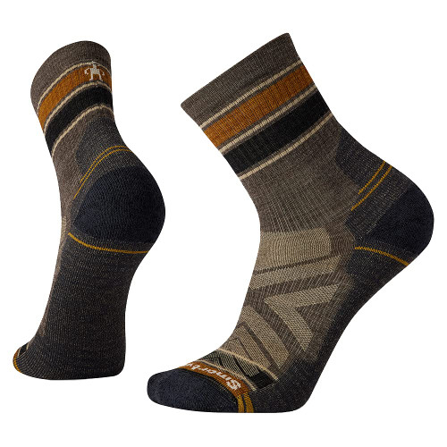 SmartWool Hike Light Cushion Striped Mid Crew Socks, Taupe, X-Large