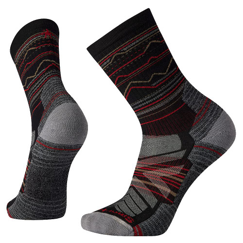 Smartwool Men's Hike Light Cushion Mountain Range Pattern Crew Socks, Black, Medium
