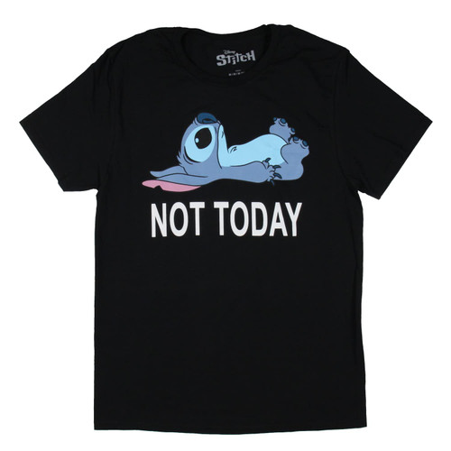 Disney Lilo & Stitch Men's Stitch Lying On His Back Not Today Graphic T-Shirt (Large)