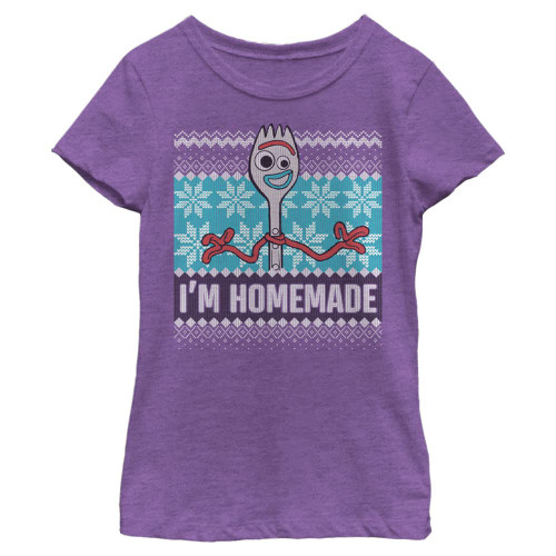 Disney Pixar Toy Story Christmas Forky I'm Homemade Ugly Girls T-Shirt, Purple Berry, Medium