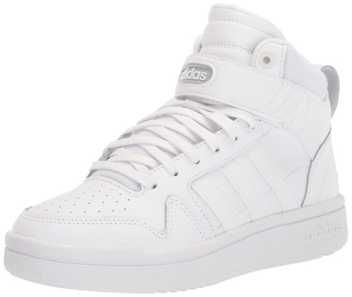 adidas Women's Postmove Mid Basketball Shoe, White/White/Grey One, 9