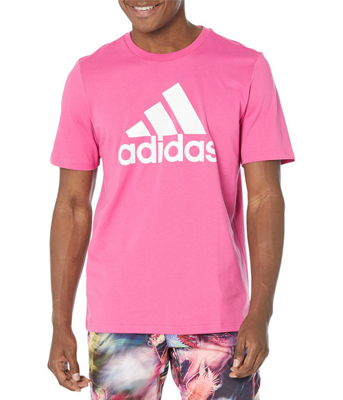 adidas Men's Essentials Single Jersey Big Logo T-Shirt, Semi Lucid Fuchsia, Medium