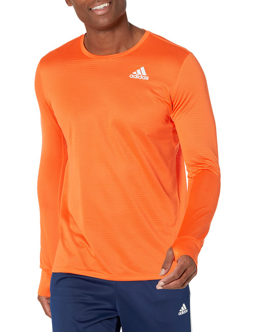 adidas Men's Own The Run Long Sleeve, Semi Impact Orange/Reflective Silver, X-Small