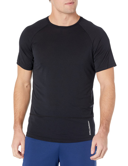Salomon Men's Standard Cross Run SS Tee, Deep Black, X-Large