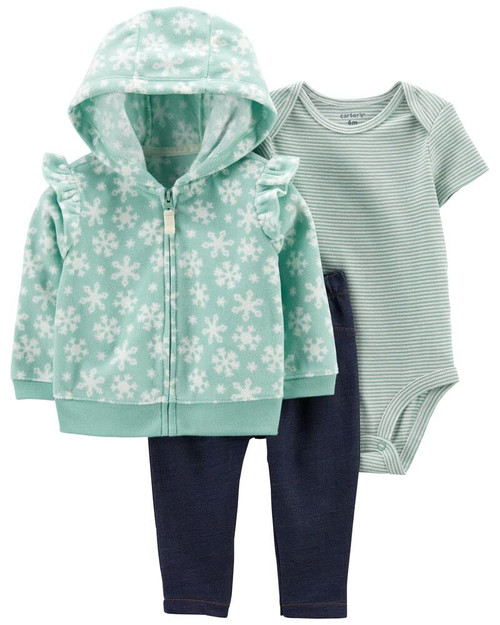 Carter's Baby Girls' Cardigan Sets, Mint/Snowflake, 24m