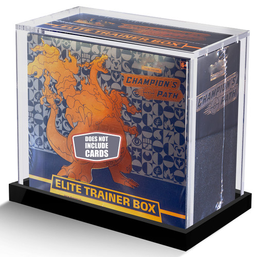 Dinavio Crafthouse Elite Trainer Box Acrylic Display Case - Pokemon ETB Case Acrylic Display Storage for ETB - Cards Not Included - Top Load Lid (Black Base)